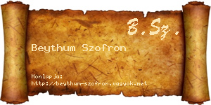 Beythum Szofron névjegykártya